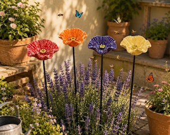 Ceramic Bee Water Station, Butterfly Feeder Garden Stake, Pollinator Watering Dish, Outdoor Garden Decor, Bee Bath Gift