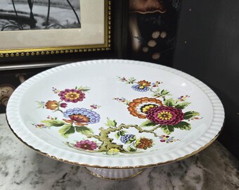 Vintage Bareuther Waldsassen Bavaria Porcelain Cake Stand Floral Pattern #173