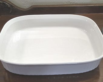 Vintage CorningWare French White Lasagna Pan, Pyroceram Roasting Dish (4.5L) F-21-B