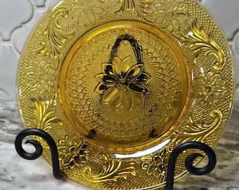 Vintage Indiana Glass Amber "Tiara" Luncheon Plate 8.25" approx- set of 3