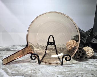 Vintage Corning Vision Amber Glass 8 Inch Skillet Frying Pan Made in France Waffle Bottom