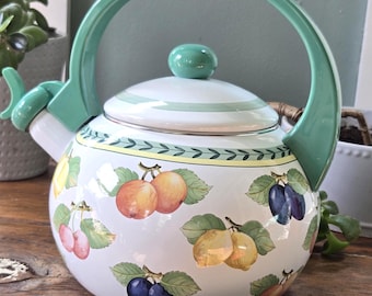 Vintage Villeroy & Boch French Garden Enamel Tea Kettle