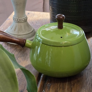 MCM Avocado Green Enamel Fondue Pot