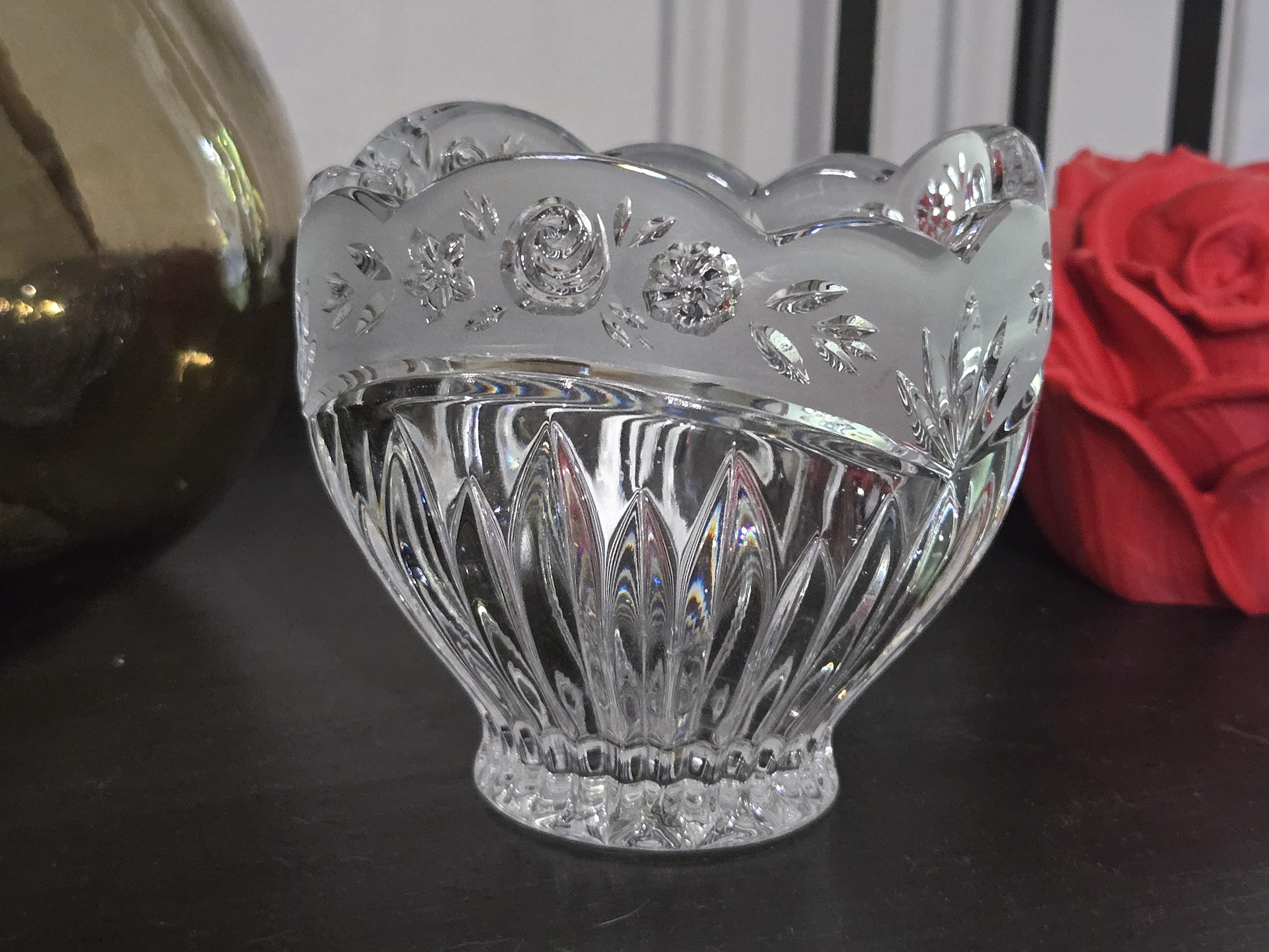 Lead Crystal Rose Bowl - Etsy