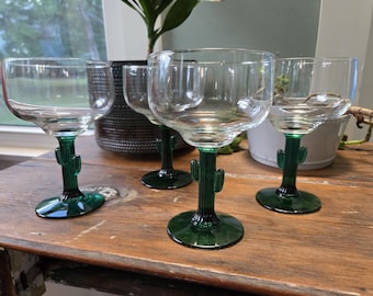 Vintage Libbey Cactus Margarita Glass Set- set of 4-16oz