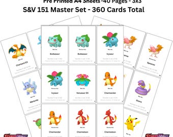 Pokemon Binder Placeholders - Scarlet & Violet 151 Master Set - 360 Cards + Checklist - Pre Printed