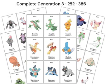Pokemon Binder Placeholders - Complete GEN 3 - 252-386 - Pre Printed A4 Paper Pages
