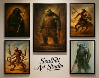 Pacchetto fantasy non comune con ritratti di personaggi D&D, grafica stampabile, pacchetto PNG TTRPG ad alta risoluzione