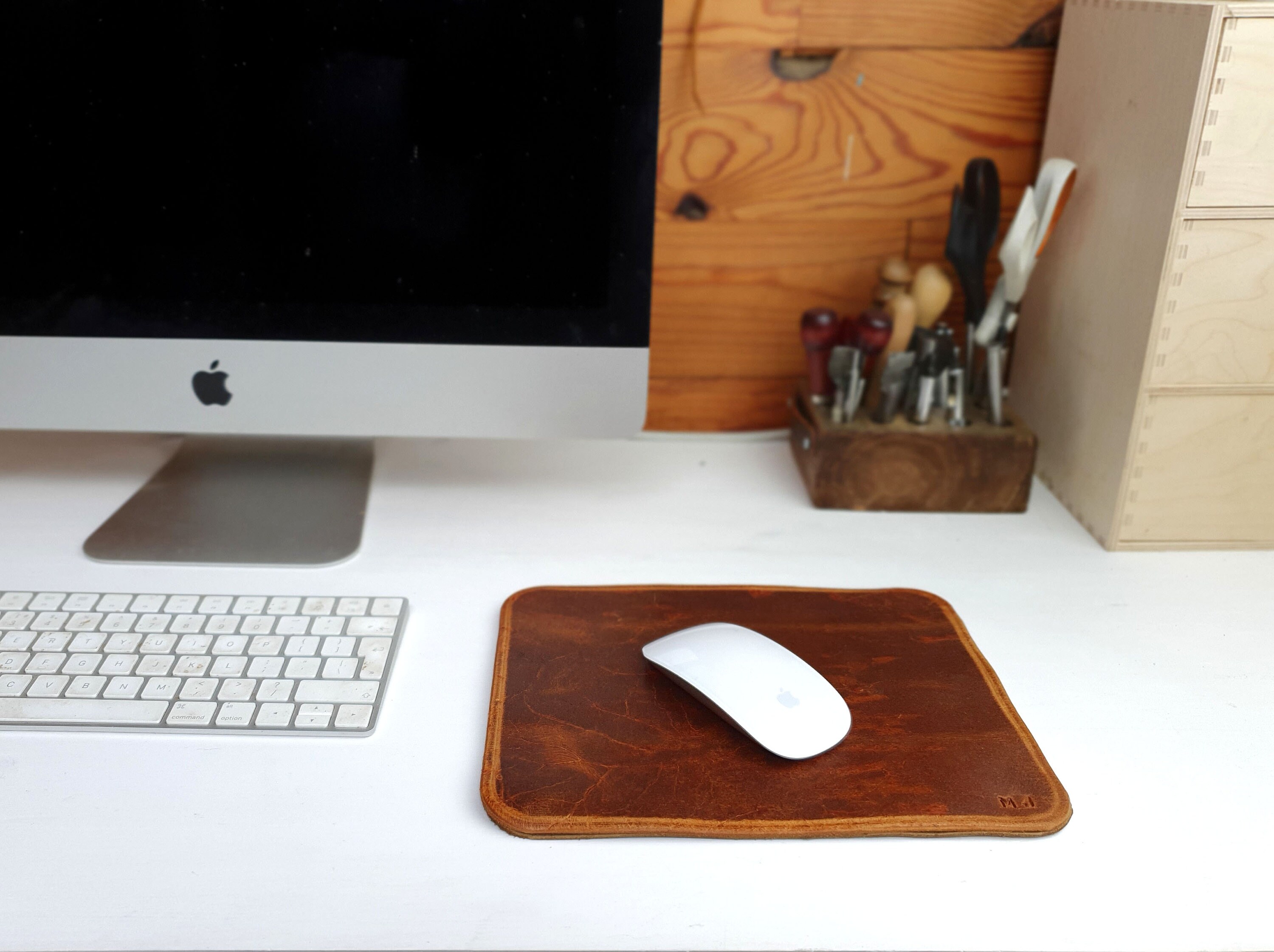 Leather Mouse Pad, Leather Mouse Mat, Mousepad, Free Personalization,  Custom Leather Mat 