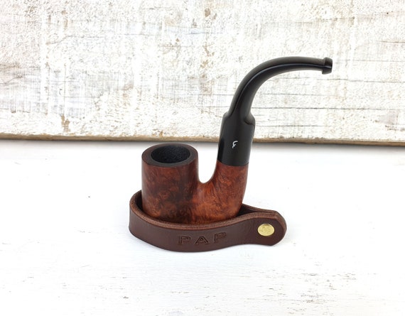 Leather pipe holder, leather pipe stand, free personalisation,