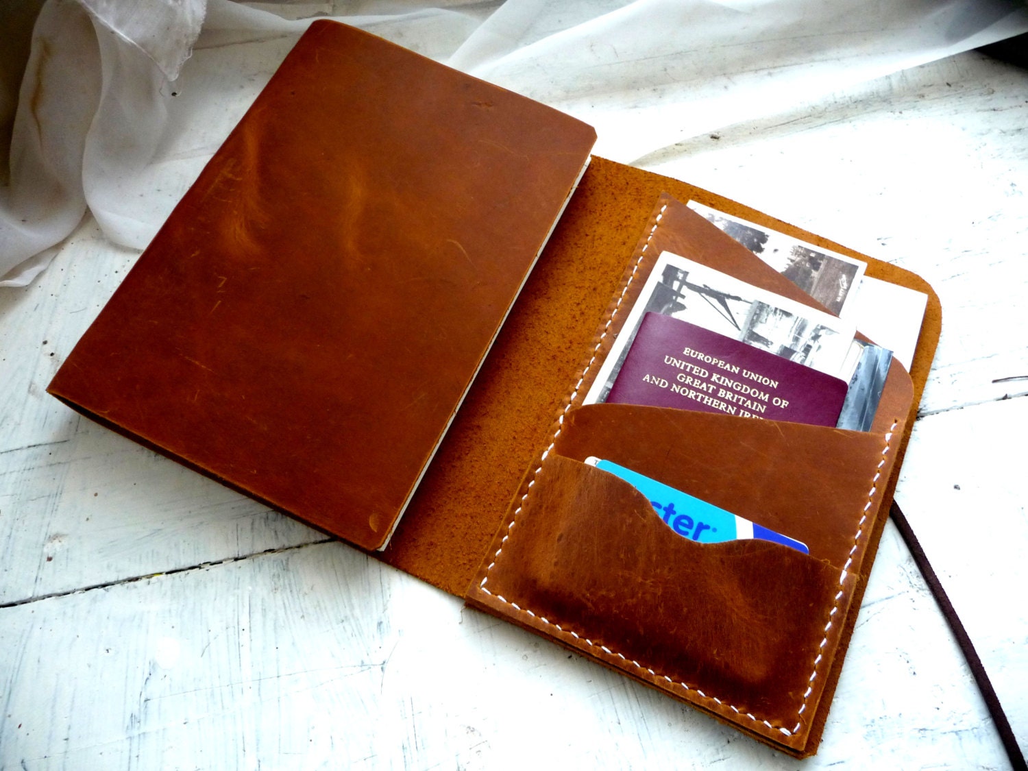 leather travel journal with pockets