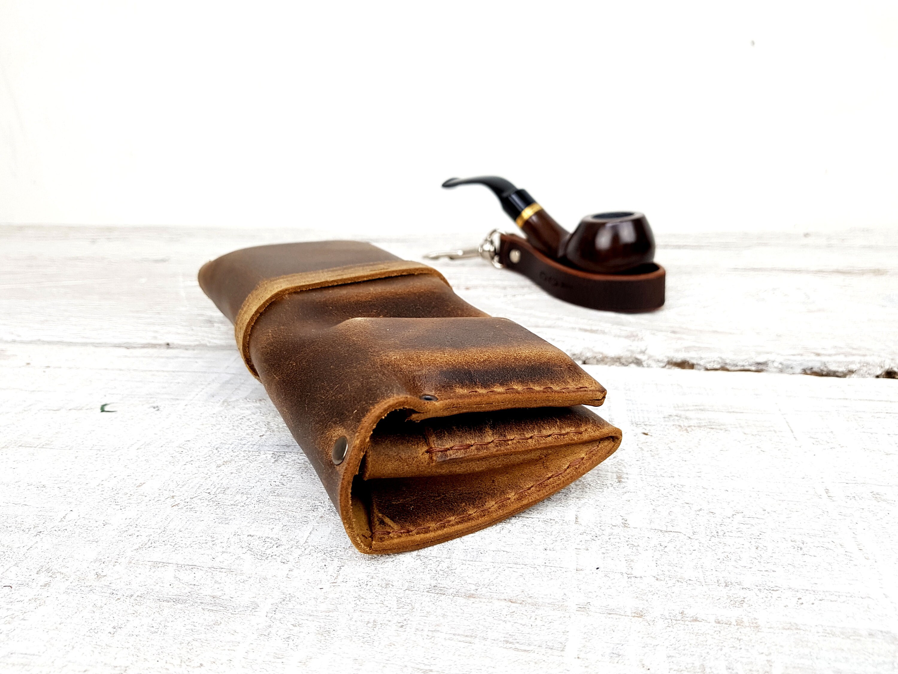 Laredo Leather - Large Tobacco Pipe Pouch / Pipe Roll / Pipe Bag