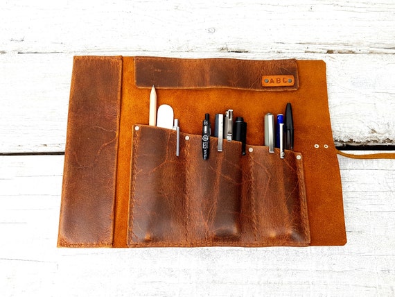 Leather roll, leather pencil roll, artists roll, leather pencil case roll, leather tool roll, personalized, free personalisation