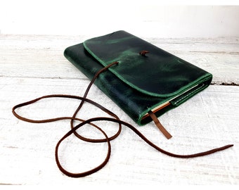 Green refillable leather Journal. Moleskine refillable cover, Leuchtturm1917 book, A5 leather journal. Refillable Book Cover