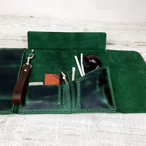 Rotolo per pipa in pelle, custodia per pipa in pelle, custodia per pipa in pelle, borsa per pipa e tabacco in pelle, borsa per pipa, portapipa, personalizzazione gratuita