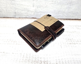 Handmade Leather A6 Traveler's Notebook Cover: CF Stead Crazy Cow Leather, Refillable Journal