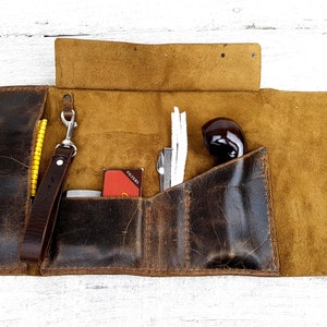 Borsa per pipa in pelle, rotolo per pipa in pelle, custodia per pipa in pelle, borsa per pipa e tabacco in pelle, borsa per pipa, porta pipa, personalizzazione gratuita