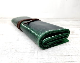 Hand Stitched Leather Tool Roll: Personalized Artist Brush, Pencil Case
