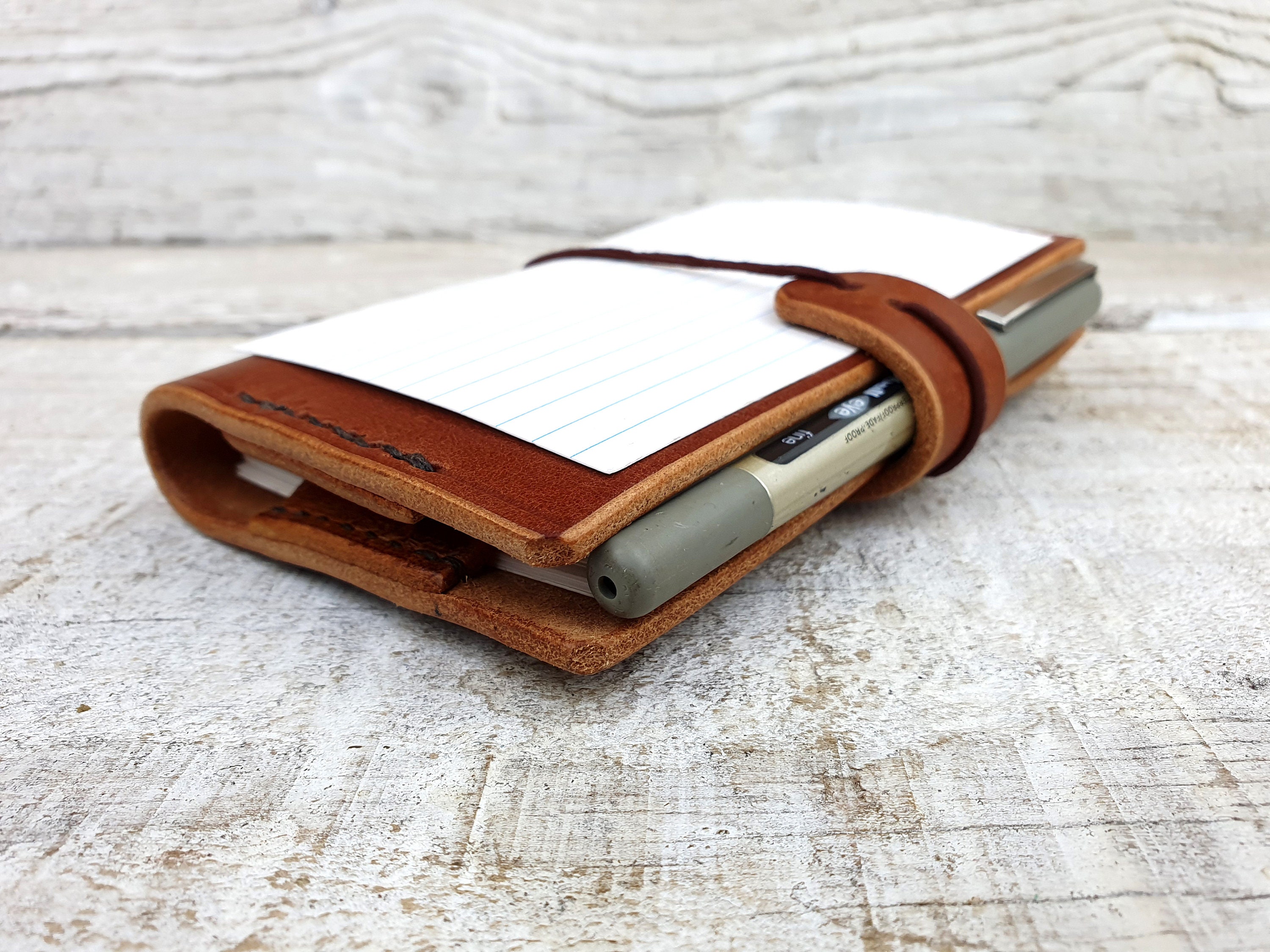 Leather index card holder, Index card wallet, 3x5, A6, free personalisation