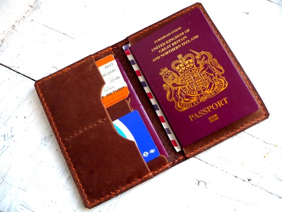 Leather passport wallet, Passport case, Travel Wallet,