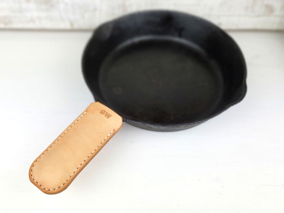 Cast iron leather cover, leather skillet handle, leather handle, leather pot cover, leather pot handle