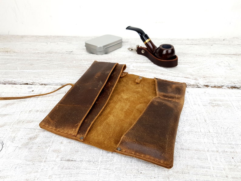 Leather pipe roll leather pipe pouch leather pipe case Etsy