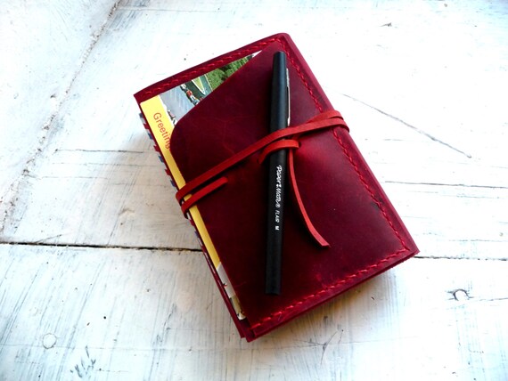 Red leather moleskine cover. Pocket moleskine cover. Small moleskine leather case. Travel accessories. Notebook cover. Moleskine organizer