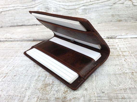 Leather index card holder, Index card wallet, 3x5, A6, free