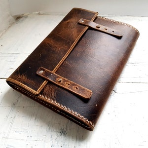 Refillable A5 Leather Journal Cover: Teak Brown, Personalized