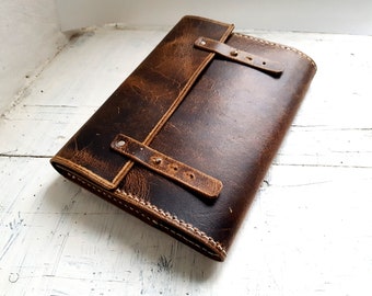 Refillable A5 Leather Journal Cover: Teak Brown, Personalized
