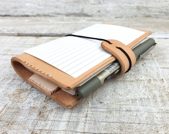 Leather index card holder, Index card wallet, 3x5, A6, free personalisation