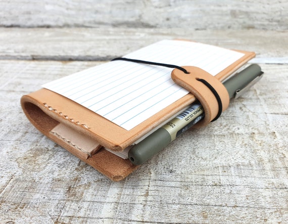 Leather index card holder, Index card wallet, 3x5, A6, free personalisation