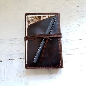 Travel journal cover. Pocket moleskine cover. Small moleskine leather case. Refillable Journal. Notebook cover. Moleskine organizer