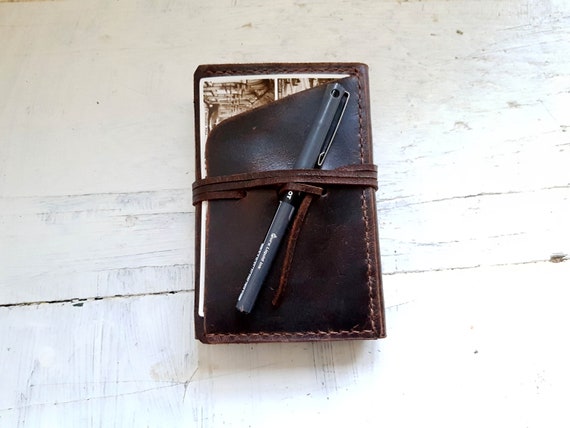 Travel journal cover. Pocket moleskine cover. Small moleskine leather case. Refillable Journal. Notebook cover. Moleskine organizer