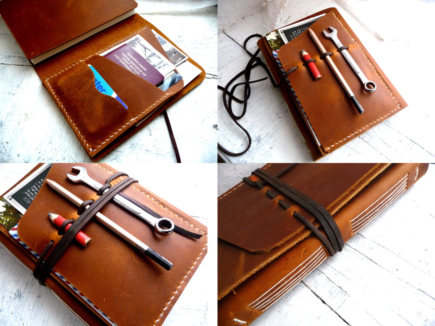 leather travel journal with pockets