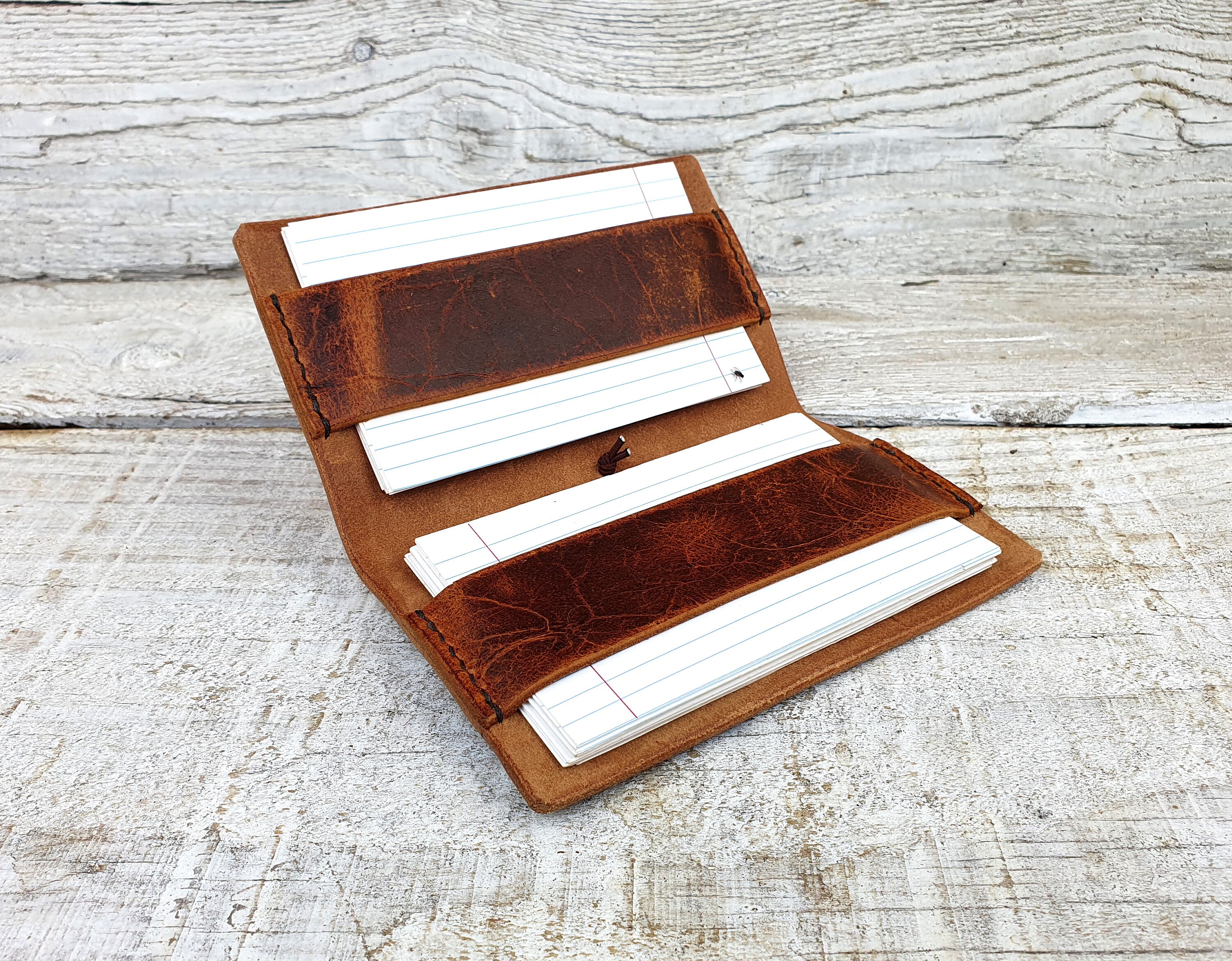 Leather Index Card Holder Index Card Wallet 3x5 A6 Free Personalisation