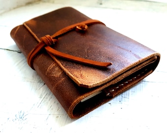 Handmade Leather Moleskine Cover: Refillable Journal, Personalized