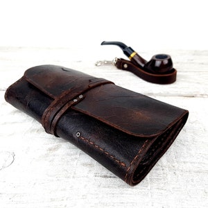 Porta pipa in pelle, porta pipa in pelle, astuccio porta pipa in pelle, borsa porta pipa e tabacco in pelle, personalizzato, porta pipa, personalizzazione gratuita