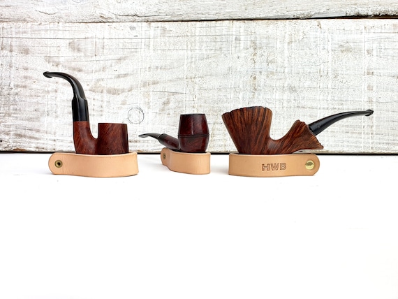 Leather pipe holder, leather pipe stand, free personalisation,