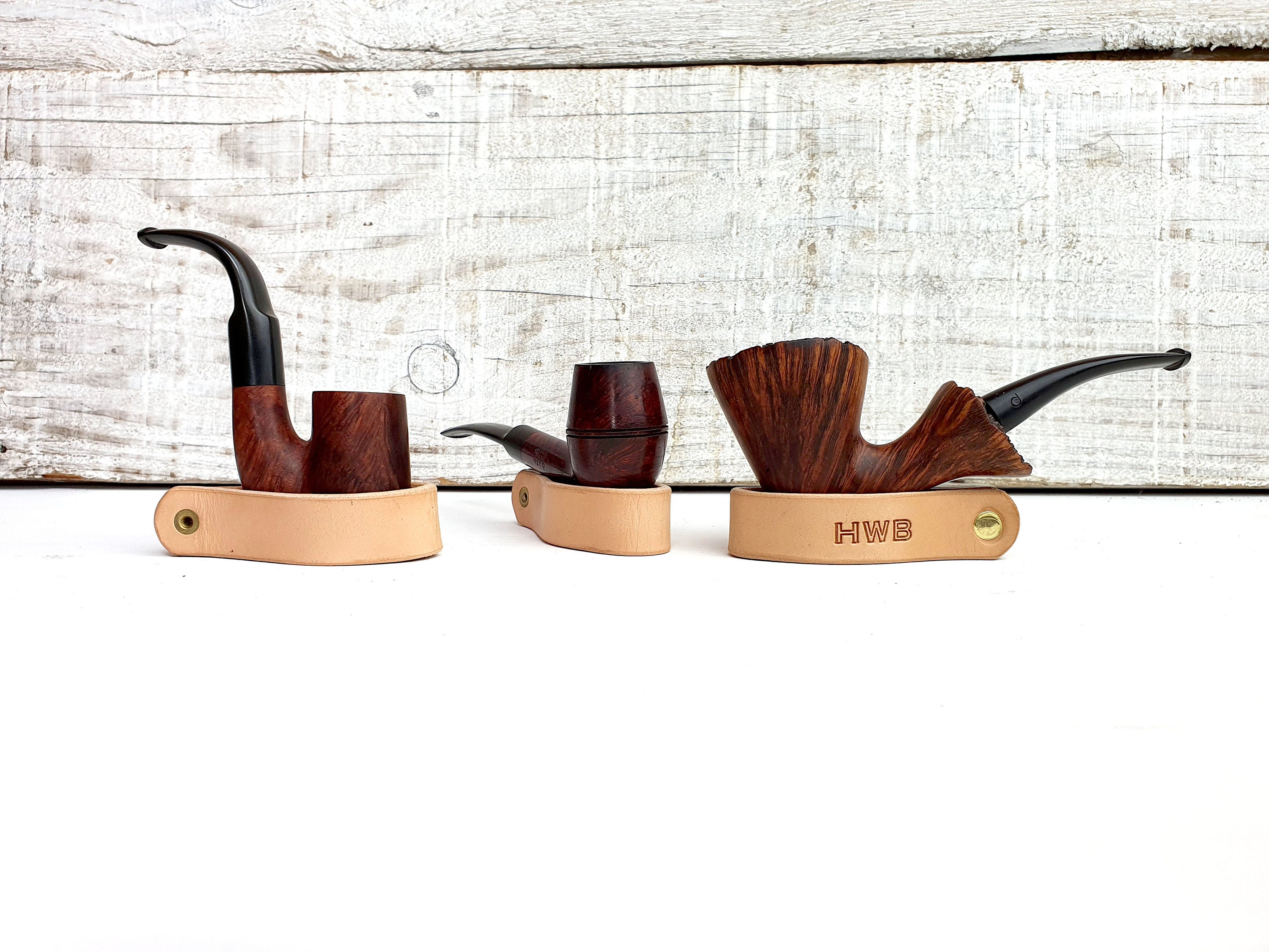 Leather pipe holder, leather pipe stand, free personalisation,
