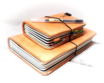 Handmade Leather Notebook Cover: Vegetable-Tanned, Free Personalisation
