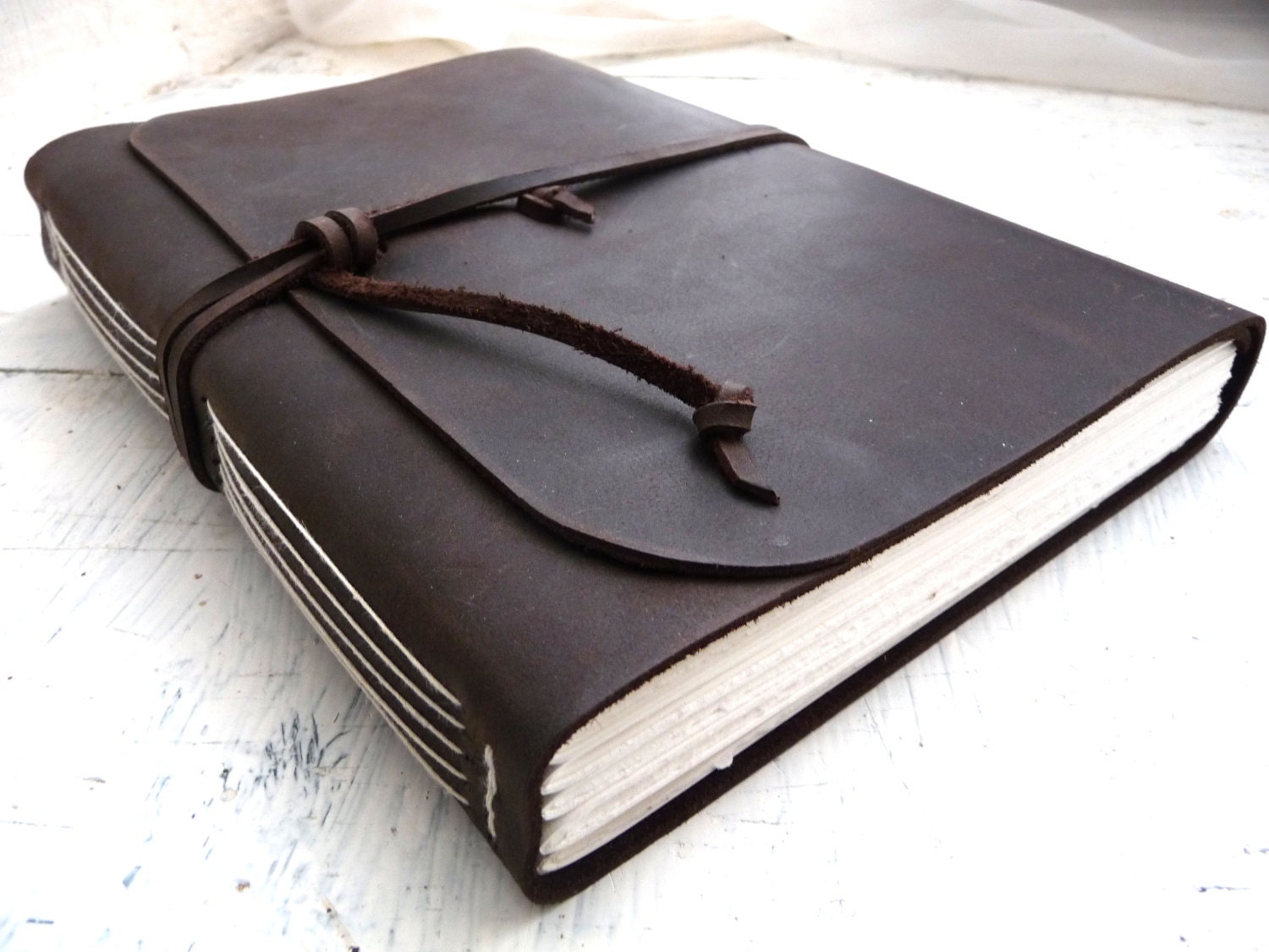 Large Leather journal or sketchbook measures 16cm by 21.5cm