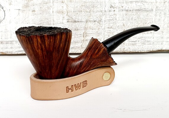 Leather pipe holder, leather pipe stand, free personalisation,