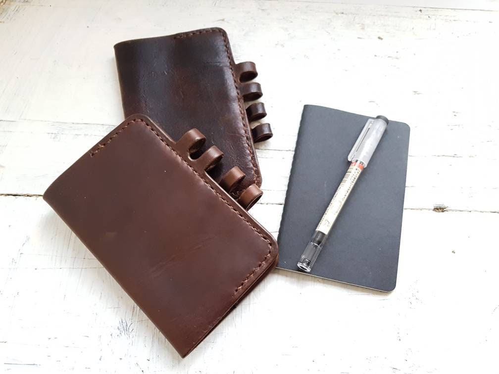 Horween leather moleskine cover, cahier moleskine cover, pocket