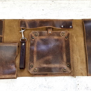 2 pipe leather roll, leather pipe pouch, leather pipe pouch, tobacco pouch, pipe holder, leather tobacco tray, free personalisation image 4