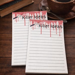Killer Ideas Notepad – Horror Writer Notepad – Spooky Lined Writing Pad – Gothic Desk Stationery – Gift for Thriller & True Crime Lovers