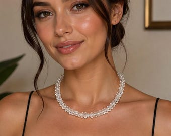 Collar de cuarzo diamante Herkimer, cristal transparente, joyería, joyería de piedras preciosas.