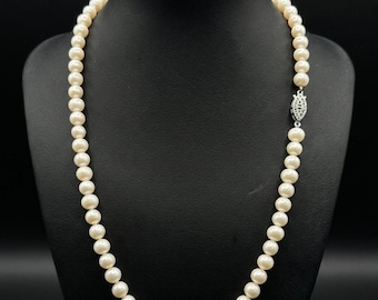 Collar de perlas de agua dulce, 8-9 mm, blanco cremoso, joyería nupcial