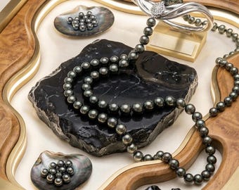 Grey Freshwater Pearl Choker Necklace, Sterling Silver Clasp, Minimalist Elegant Jewelry