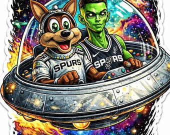 Wemby and Coyote Spaceship sticker
